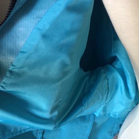 SZ L 100% COTTON JACKET (FAUX LEATHER LOOK) ZIP POCKETS TURQUOISE LIGHTWEIGHT - Picture 6 of 8